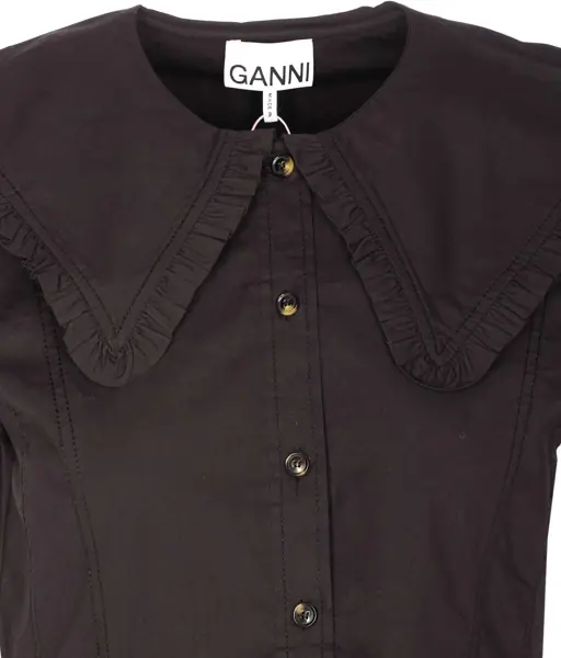 Bluze Ganni Ruffle Shirt BLACK Femei (BM 19700414) 4
