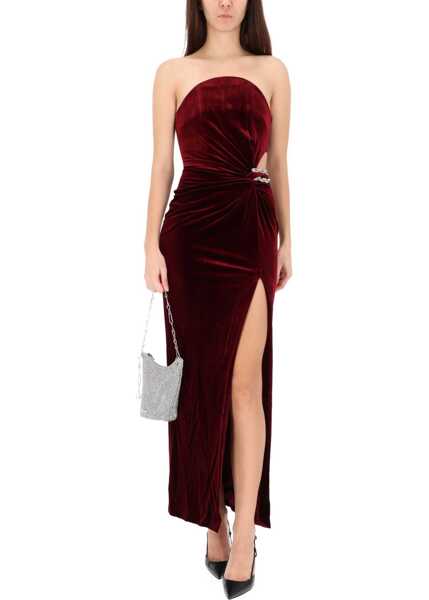 Rochii casual Self-Portrait Long Velvet Dress BORDEAUX Femei (BM 19700447) 2