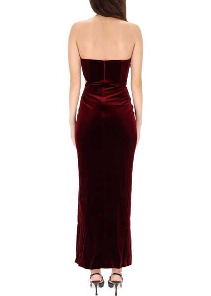 Rochii casual Self-Portrait Long Velvet Dress BORDEAUX Femei (BM 19700447) 3