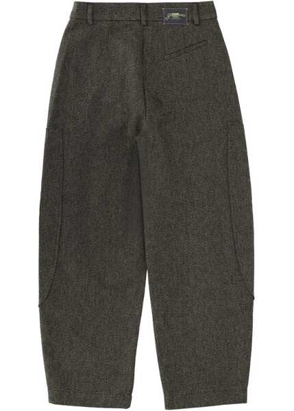 Pantaloni casual Ganni Pants Mouline GREEN Femei (BM 19700552) 2