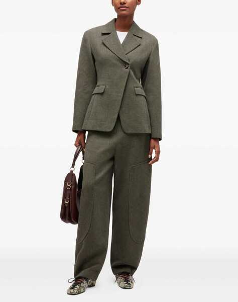 Pantaloni casual Ganni Pants Mouline GREEN Femei (BM 19700552) 3