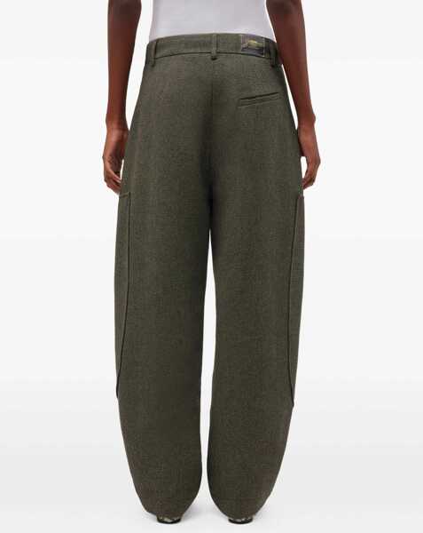 Pantaloni casual Ganni Pants Mouline GREEN Femei (BM 19700552) 4