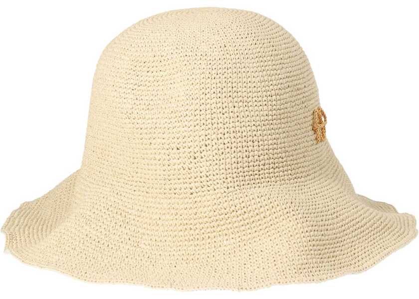 Palarii RUSLAN BAGINSKIY Straw Hat With Embroidered Loco BEIGE Femei (BM 19700633) 2