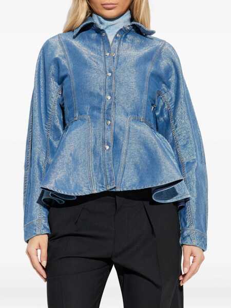 Bluze Ganni Peplum Shirt BLUE Femei (BM 19700639) 3