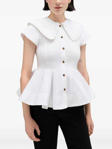 Bluze Ganni Ruffle Shirt WHITE Femei (BM 19700654) 3