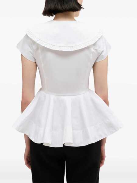 Bluze Ganni Ruffle Shirt WHITE Femei (BM 19700654) 4