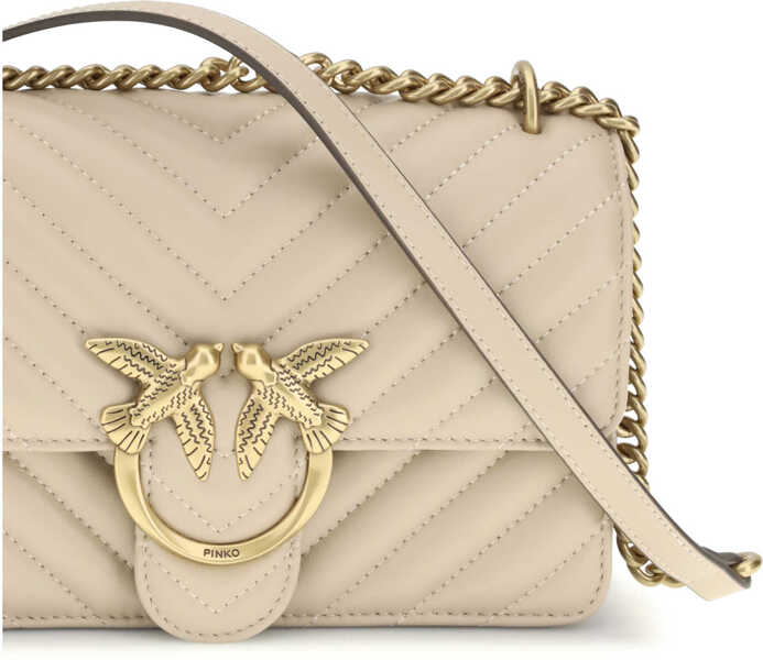 Genti de umar Pinko Mini Love Shoulder Bag BEIGE-GRIGIO FUMO-ANTIQUE GOLD Femei (BM 19701164) 4