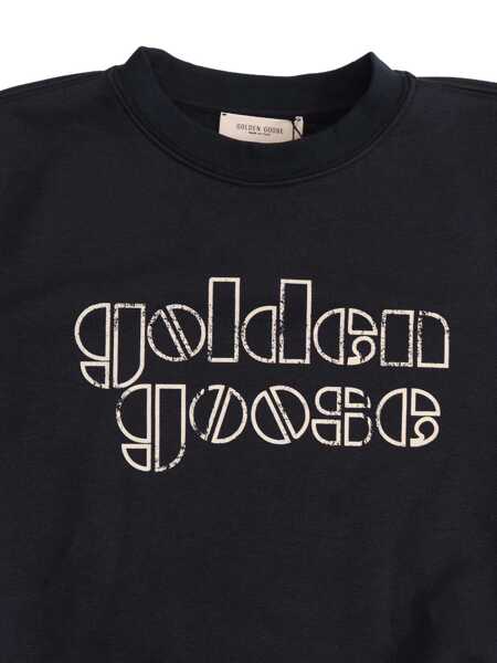 Bluze de trening Golden Goose JOURNEY  BOYS CREW NECK SWEATSHIRT BLEND COTTON FLEECE WITH LOGO PRINT Blue Baieti (BM 19701210) 3