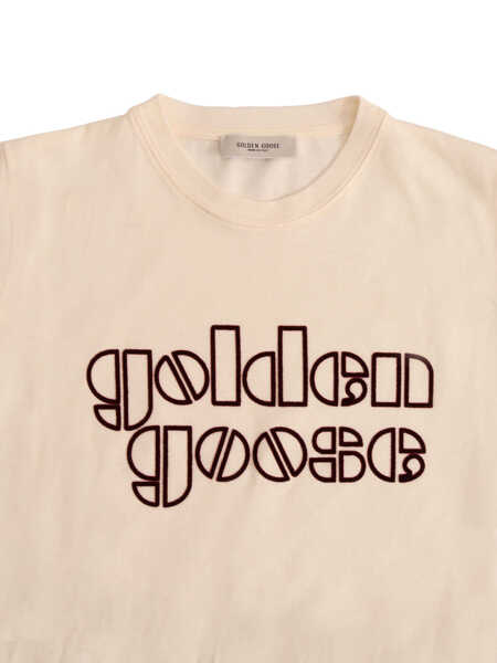 Tricouri Golden Goose JOURNEY BOYS T-SHIRT COTTON JERSEY  FLOCKED LOGO PRINT White Baieti (BM 19701213) 3
