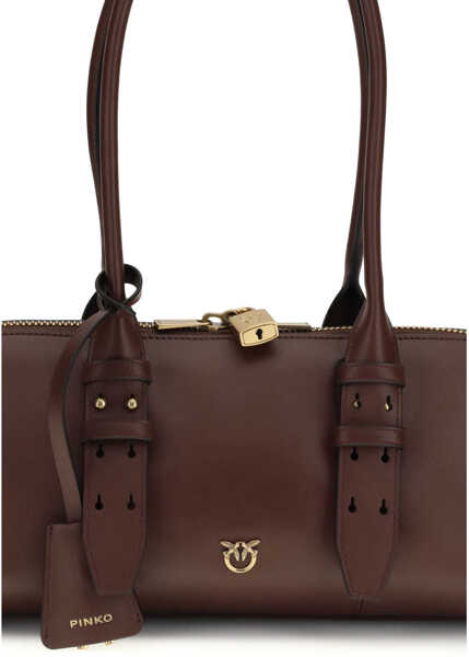 Genti de umar Pinko Large Bowling Baguette Shoulder Bag BURGUNDY WINE-ANTIQUE GOLD Femei (BM 19701356) 4