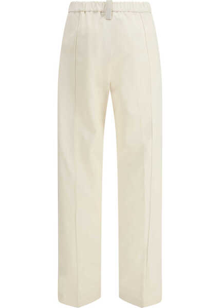 Pantaloni casual Fabiana Filippi Cotton gabardine Trousers BURRO Femei (BM 19701386) 2