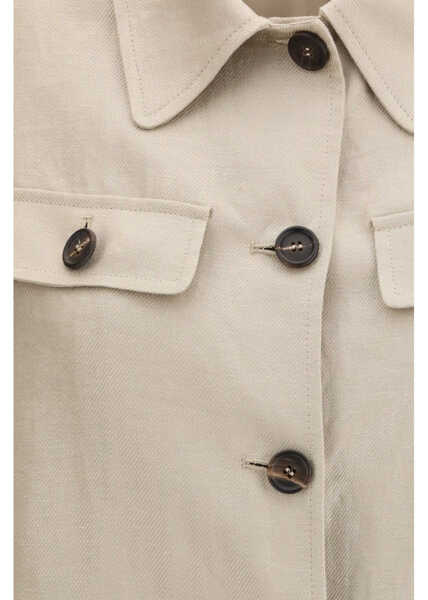 Jachete Brunello Cucinelli Linen Jacket PALE OAK Femei (BM 19701395) 3