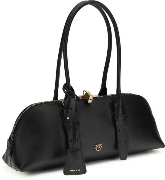 Genti de umar Pinko Large Bowling Baguette Shoulder Bag NERO-ANTIQUE GOLD Femei (BM 19701404) 2