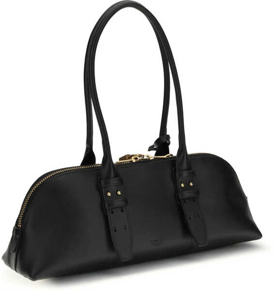 Genti de umar Pinko Large Bowling Baguette Shoulder Bag NERO-ANTIQUE GOLD Femei (BM 19701404) 3