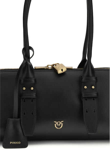 Genti de umar Pinko Large Bowling Baguette Shoulder Bag NERO-ANTIQUE GOLD Femei (BM 19701404) 4