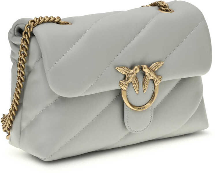 Genti de umar Pinko Love Classic leather Shoulder Bag GRIGIO PERLA-ANTIQUE GOLD Femei (BM 19701434) 2