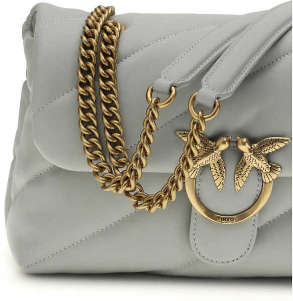 Genti de umar Pinko Love Classic leather Shoulder Bag GRIGIO PERLA-ANTIQUE GOLD Femei (BM 19701434) 4