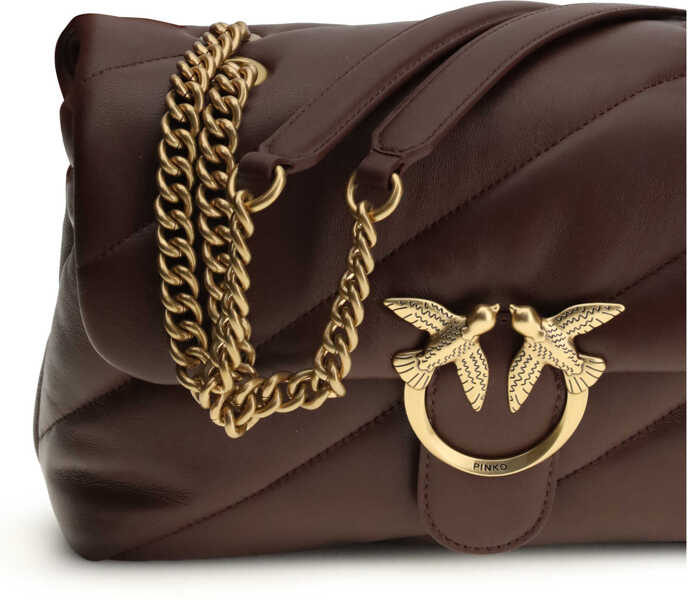 Genti de umar Pinko Love Classic leather Shoulder Bag ROSSO VINO-ANTIQUE GOLD Femei (BM 19701461) 4