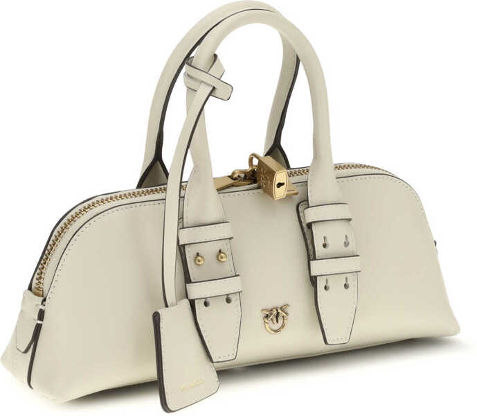 Genti de umar Pinko BOWLING BAG BAGUETTE VITELLO MORBIDO BIANCO SETA-ANTIQUE GOLD Femei (BM 19701503) 2