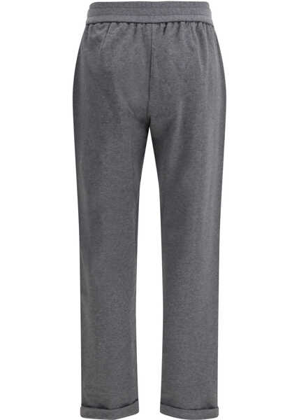 Pantaloni casual Brunello Cucinelli Track stretch-fleece Trousers with monili detailing GRIGIO SCURO Femei (BM 19701515) 2