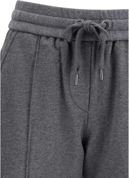 Pantaloni casual Brunello Cucinelli Track stretch-fleece Trousers with monili detailing GRIGIO SCURO Femei (BM 19701515) 3