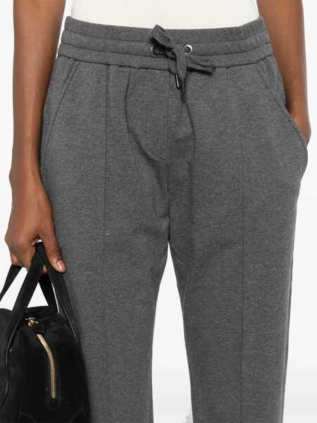 Pantaloni casual Brunello Cucinelli Track stretch-fleece Trousers with monili detailing GRIGIO SCURO Femei (BM 19701515) 5