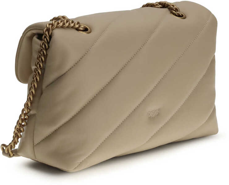 Genti de umar Pinko Love Classic leather Shoulder Bag BEIGE-GRIGIO FUMO-ANTIQUE GOLD Femei (BM 19701521) 3