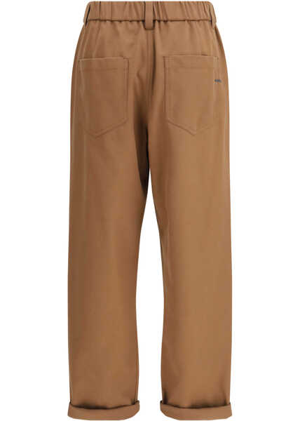 Pantaloni casual Brunello Cucinelli Cotton Trousers CUOIO Femei (BM 19701548) 2