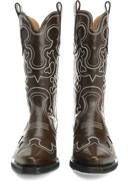 Bocanci casual Ganni Faux-leather texan Boots DARK OLIVE/EGRET Femei (BM 19701551) 4