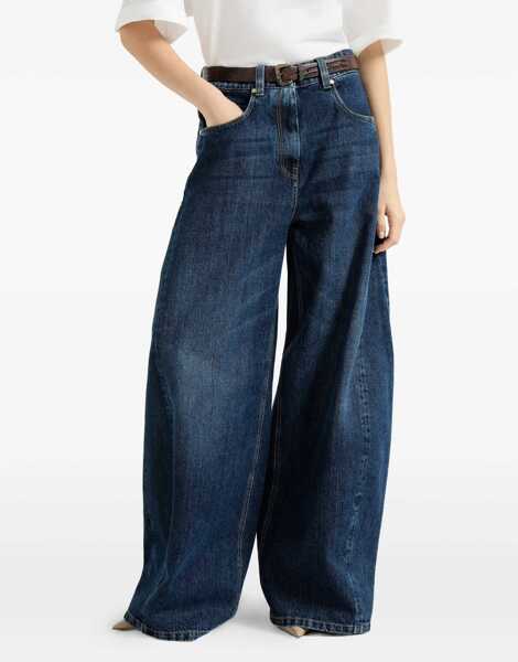 Blugi Brunello Cucinelli Barrel-leg Jeans ESSENTIAL DARK BLUE DENIM Femei (BM 19701569) 4
