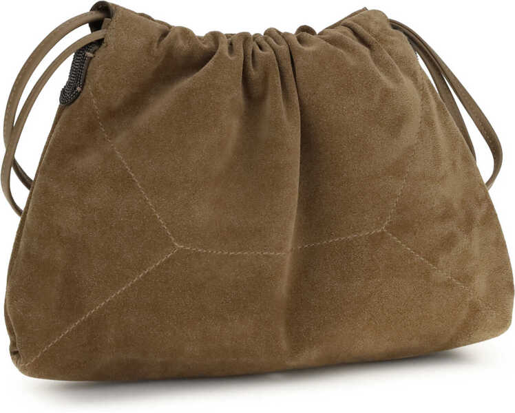 Genti de mana Brunello Cucinelli Suede Pouch Bag SESAMO Femei (BM 19701788) 3