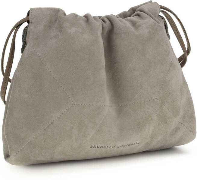 Genti de mana Brunello Cucinelli Suede Pouch Bag ICE Femei (BM 19701794) 2