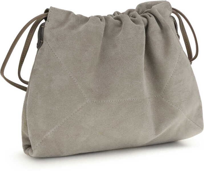 Genti de mana Brunello Cucinelli Suede Pouch Bag ICE Femei (BM 19701794) 3