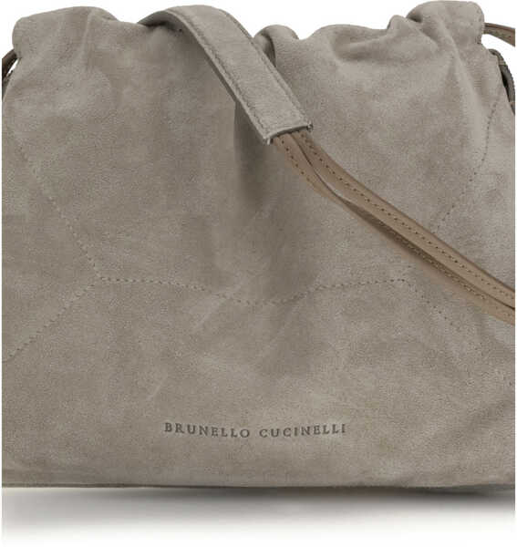Genti de mana Brunello Cucinelli Suede Pouch Bag ICE Femei (BM 19701794) 4