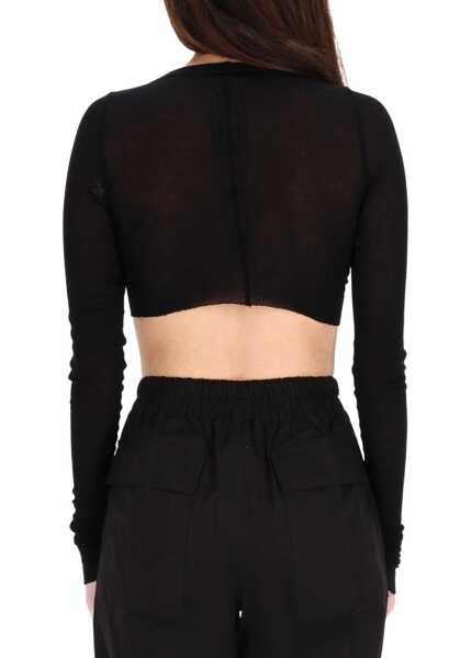 Tricouri Rick Owens Long-Sleeved Top BLACK Femei (BM 19702853) 3