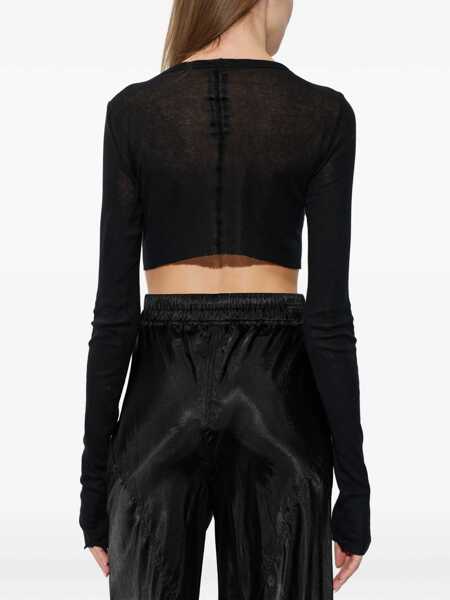 Tricouri Rick Owens Long-Sleeved Top BLACK Femei (BM 19702853) 4