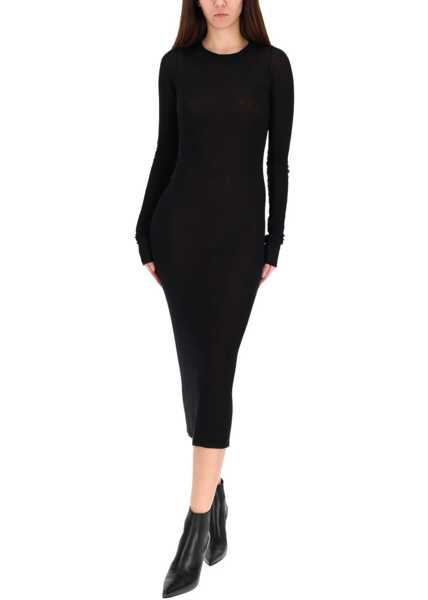 Rochii casual Rick Owens Long-Sleeved Midi Dress BLACK Femei (BM 19702931) 2