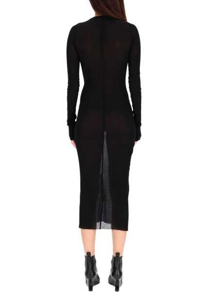 Rochii casual Rick Owens Long-Sleeved Midi Dress BLACK Femei (BM 19702931) 3