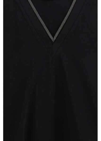 Tricouri Brunello Cucinelli T-Shirt with embellishments NERO Femei (BM 19703117) 3