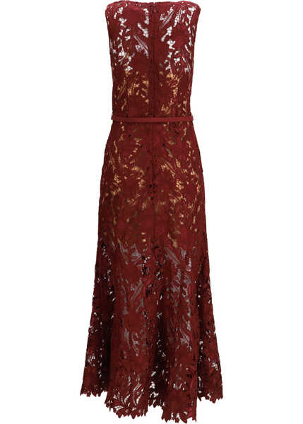 Rochii Self-Portrait Guipure lace midi Dress BURGUNDY Femei (BM 19703123) 2