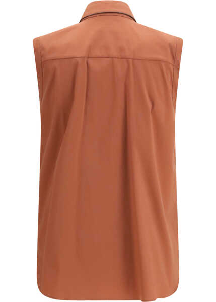Camasi casual Brunello Cucinelli Sleeveless Shirt FIRE BRICK Femei (BM 19703129) 2