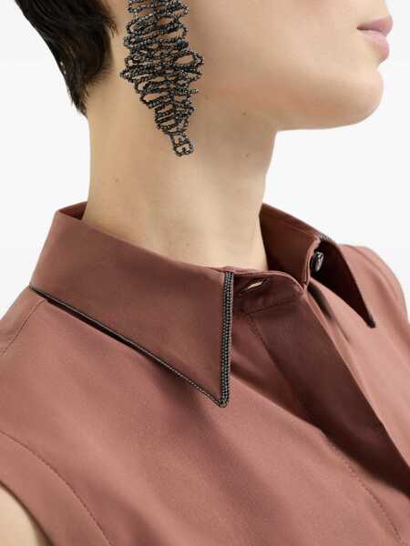 Camasi casual Brunello Cucinelli Sleeveless Shirt FIRE BRICK Femei (BM 19703129) 4