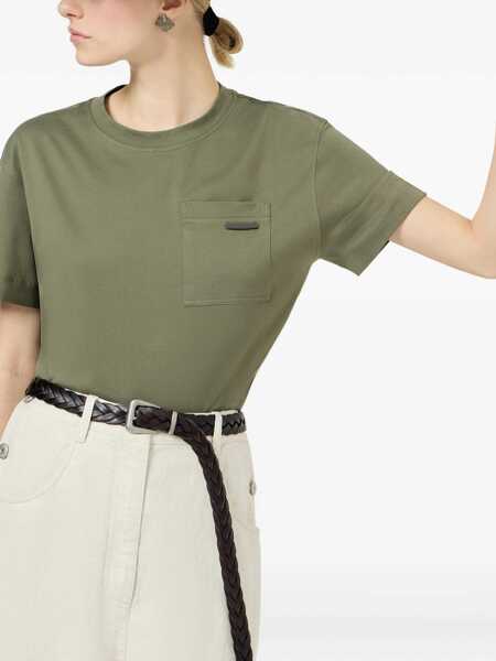 Tricouri Brunello Cucinelli Cotton T-shirt TEA LEAF Femei (BM 19703138) 5