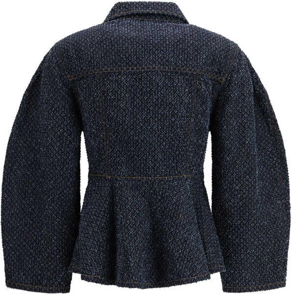 Jachete Ganni Tweed denim peplum Jacket RINSE Femei (BM 19703141) 2
