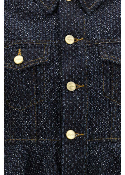 Jachete Ganni Tweed denim peplum Jacket RINSE Femei (BM 19703141) 3