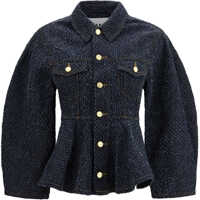 Jachete Tweed denim peplum Jacket Femei