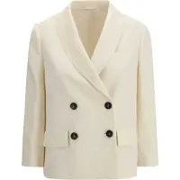 Jachete Giacca in twill Fluid di viscosa e lino con monile Femei