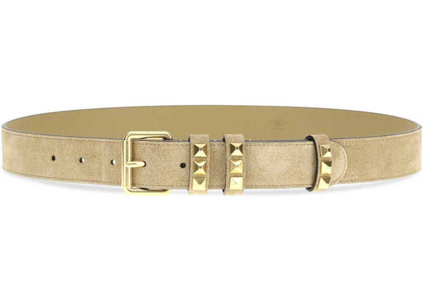 Curele Valentino Garavani Suede Belt with Rockstuds HAVANA BEIGE Femei (BM 19703243) 2