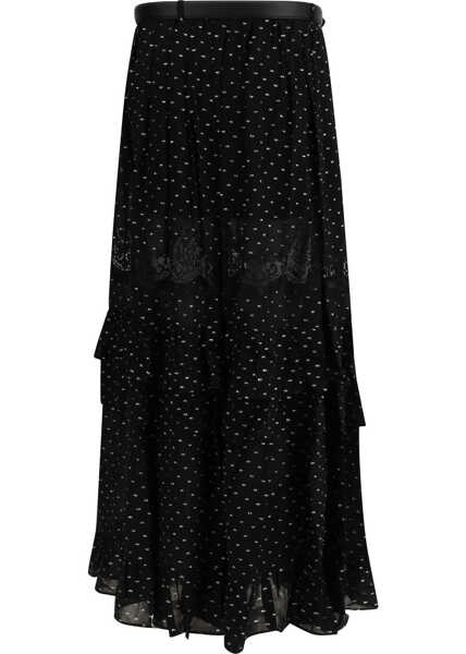 Fuste Self-Portrait Chiffon Lace Maxi Skirt BLACK Femei (BM 19703255) 2