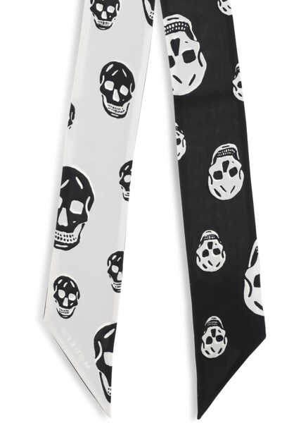Esarfe Alexander McQueen Skull Ribbon Scarf BLACK/IVORY Femei (BM 19703267) 3